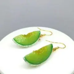 熟成メロン、メロン、フルーツ、夏、果物、ピアス、イヤリング