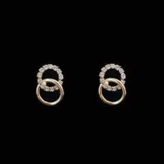 344 ピアス ツインリングピアス ジルコニアピアス シルバー925 14kgp