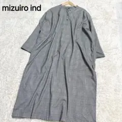 mizuiro ind 千鳥格子　チェック　シャツワンピース　バンドカラー
