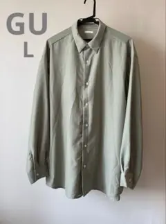 GU オリーブグリーン シアー長袖シャツ メンズ size L
