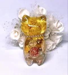 レジン製猫型オブジェ金運No.Ｄ-395
