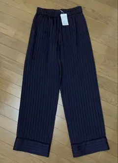 新品未使用 タグ付き TELMA ストライプ ネイビー×ブラウン パンツ 36