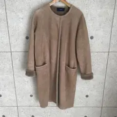 SHIPS 定価14万円 ムートン ノーカラーコート 美品