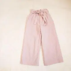 プロ―ポーションボディ ワイドパンツ 紐ベルト リボン ピンク【L】綺麗め 通勤