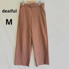 deaiful　ワイドパンツ　プリーツ　テラコッタ　ストレッチ　M　リラックス