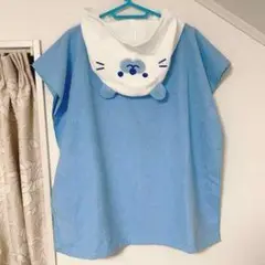 水色 動物フード付きラップタオル