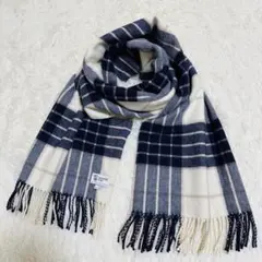 美品 ジョンストンズ カシミヤ100％ 大判マフラー チェック ノックモア