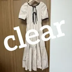 clear クリア　ティアード　パイピング　バックリボン　ロングワンピース