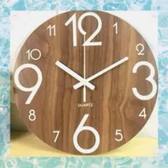 20cm 木目 掛け時計 シンプルデザイン 夜光機能付 静音仕様 新品
