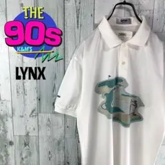 80's LYNX 日本製　ゴルフコース刺繍　ヴィンテージ　ポロシャツ　個性派