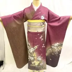【振袖26】着物 振袖 正絹 袷 着物 百合 牡丹 単品販売