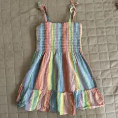 110 GAP kids チュニック　ワンピース　ストライプ　レインボーカラー