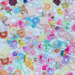 ネイルパーツまとめ売り　デコパーツ　50個以上　ドーナツ　うさぎ　リボン　くま