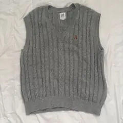 GAP グレー ケーブルニット Vネック ベスト　M