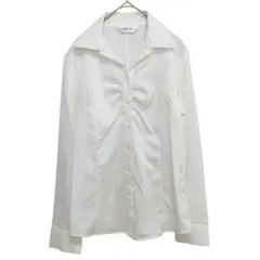 スプレンデッド Yシャツ 白 ホワイト 光沢 長袖 ギャザー 良品 S オフィス