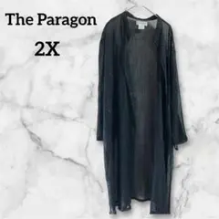 The Paragon 【2X】ブラック ロングカーディガン 薄手 レース 透け