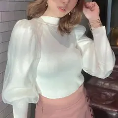 【あと1日で処分‼️】eimy istoire スリーブチュールニット