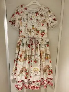 the red cat paradise 猫といちご柄ワンピース 美品