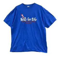 ギルダン　メンズＴシャツ　青　XL　クリスマスプリント　夏　古着【3693】