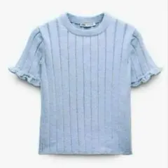 ZARA リブシェニールクロップドトップス