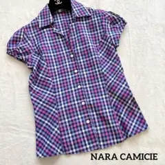 美品✨NARACAMICIE ナラカミーチェ チェック柄 シャツブラウス 半袖