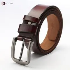 メンズ革ベルトこげ茶色ダークブラウン120cｍ厚めシンプルレディースs9