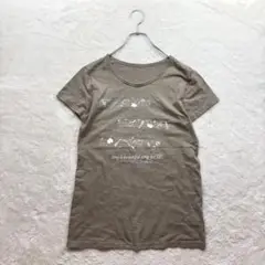 【LIVETION】L カーキ Tシャツ 楽譜プリント コットン生地 カジュアル