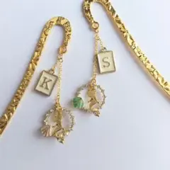 No.178 マーメイドのイニシャルブックマーク☆*　ブックマーカー　しおり人魚