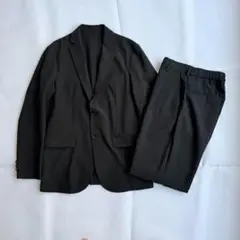 GU メンズ　セットアップ　スーツ　スラックス　ドライストレッチジャケット 黒