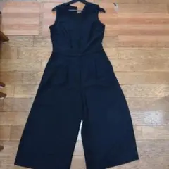 ZARA BASIC黒のレースディテールノースリーブオールインワン Ｌサイズ