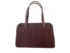 美品【人気アイテム】ポールカ　パリ　かごバッグ　レザー　巾着ゴールド金具　自立型 美品【人気アイテム】ポールカ パリ かごバッグ レザー 巾着