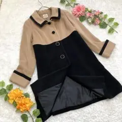 【トッコクローゼット】 バイカラーロングコート ミモレ丈 ワンピース ブルゾン