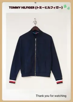 〖古着〗スウェット ジッパー TOMMY HILFIGER ネイビー系 Sサイズ