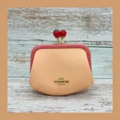COACH【C8334】コーチ ぺブルレザー キスロック がま口 いちご COACH】コーチ レザー キスロック がま口 ノラ ストロベリー