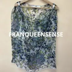 FRANQUEENSENSE 花柄シフォンノースリーブトップス