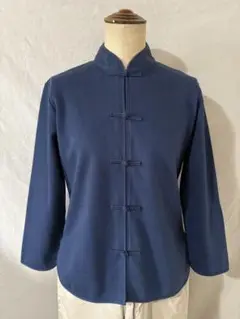 【美品】シャンハイタン 上海灘 チャイナ ブラウス シルク　刺繍　スリット 美品】シャンハイタン 上海灘 チャイナ ブラウス シルク刺繍スリット