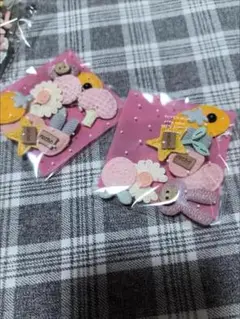 ピンクのフラワーと星のヘアクリップデコレーションセット