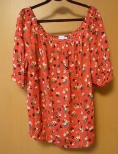 GAP ギャップ 花柄 カットソー ブラウス 赤 オフショルダーにも M