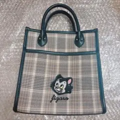 Figaro 刺繍 チェック柄 トートバッグ