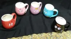 mAu7.バーバパパカラーマグカップ5客セット・中古美品