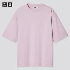 新品 UNIQLO U エアリズムコットン オーバーサイズTシャツ ピンク L②