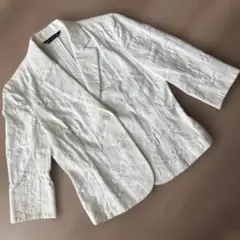 レディース　サマー　ジャケット　ホワイト　花柄