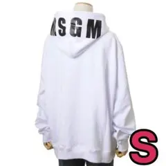 新品 MSGM オーバーサイズ パーカー S ホワイト ロゴパーカー フーディ白
