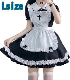 280 ハロウィン イベント 文化祭 コスプレ◇メイド服 衣装 半袖 黒 L