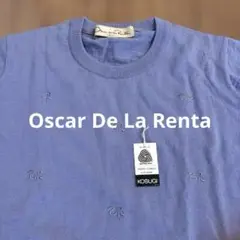【Oscar De La Renta】 薄紫 刺繍Tシャツ　ウール100%
