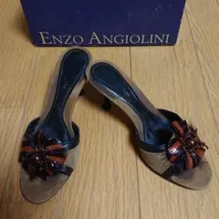 ENZO ANGIOLINI ファーコサージュ ミュール