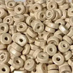 8mm/穴3mm ナチュラルベージュトーラスウッドビーズ 60個 木製