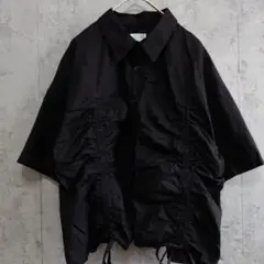 新品　タグ付き　LAKOLE シャーリング　半袖シャツ　ブラック　コットン　M