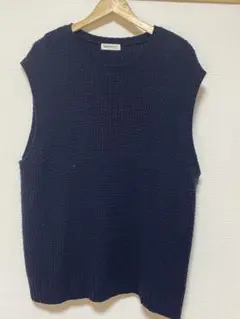 BROWNY ネイビー ノースリーブニットベスト L