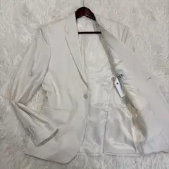 美品✨ZARA テーラードジャケット 48 白 ホワイト L位 ザラ